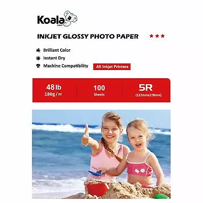 Koala Photo Paper 5x7 Glossy 100 Sheets 48lb 7X5 For Inkjet Printers Canon HP • $9.99