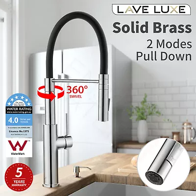 LaveLuxe Swivel Pull Down Kitchen Mixer Tap 2 Modes Brass Sink Basin Faucet WELS • $99.90