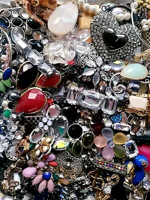 LOT Vtg -Mod Costume Jewelry Craft MIX Rhinestones Cabs + Wear Jewel Trees  • $24.89