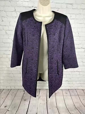 Mary Kay By Twin Hill Purple Black Zip/ Inner Pockets Long Zip Sleeve Blazer 10P • $25