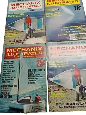 Lot Of 4 Vintage Mechanix Illustrated Magazine From 1967 +Bonus Book! • $21.67