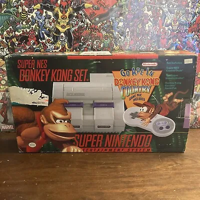 Super Nintendo Donkey Kong Set SNES Console - Complete In Plastic - Authentic • $494.96