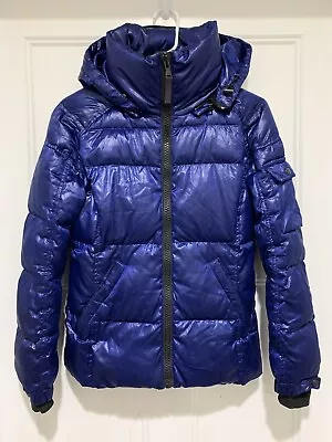 S13 New York Women’s Kylie Duck Down Puffer Hooded Jacket Navy Blue Size XS • $49.90