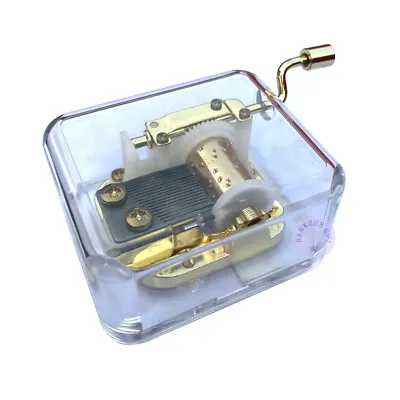 Mini Acrylic Hank Crank Music Box With Sankyo Musical Movement (30 Tunes Option) • $27.48