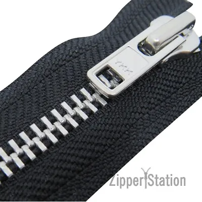 YKK Black Heavy Duty Zip - 76 To 36cms - Silver Metal Teeth Open End Zipper • £4.95