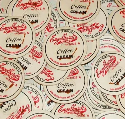 Vintage Milk Bottle Caps ENGELHARDTS DAIRY COFFEE CREAM Bay City Mich Lot Of 50 • $7.49