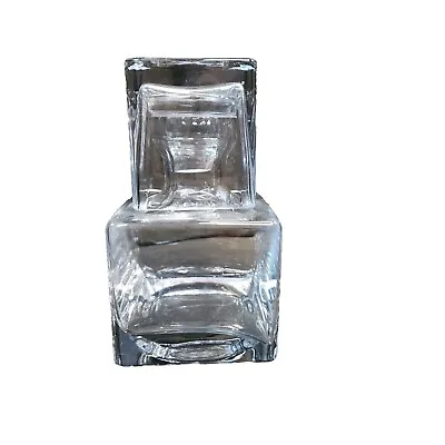 Glass Decanter Carafe Set Modern Square Clear Tumble Up Water Bedside Guest Room • $24.77