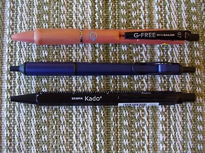 Lot Of 3 Ballpoint (Hybrid) Pens Uni Jetstream Edge Sailor G-Free & Zebra Kado2 • $22.49