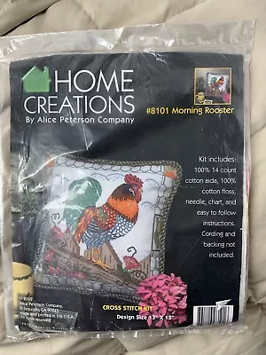 2002 Home Creations Morning Rooster Pillow Cross Stitch Kit #8101 NOS • $15