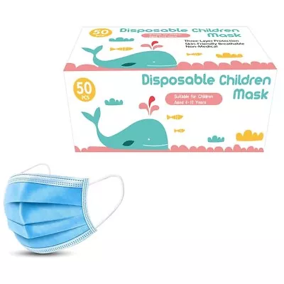 Face Mask For Children Protective  Face Masks For Kids Three Layer Ply 50 Pcs • $10.95