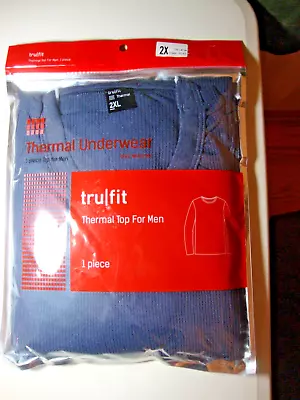 Tru Fit Men's Thermal UNDERWEAR TOP BLUE Long Sleeve  ~ 2X • $11