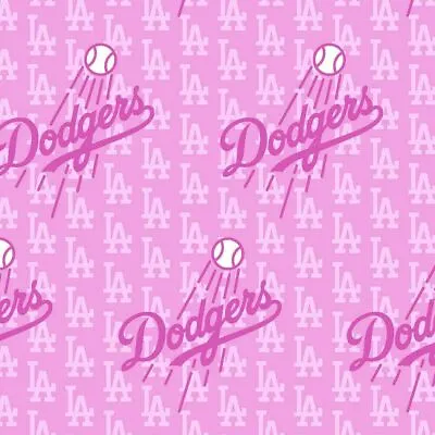 MLB LA Dodgers Breast Cancer Awareness Cotton Fabric By The Yard Baseball Pink • $11.95