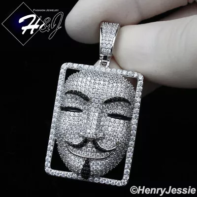 $63.99 • Buy 925 Sterling Silver Icy Bling Cz Gold Plated/silver V For Vendetta Pendant*sp359