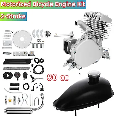 $110 • Buy 2-Stroke Bike Cycling Motorized 80cc Bicycle Engine Motor Kit Muffler Petrol Gas