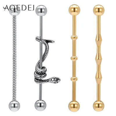 Snake Stainless Steel Stud Earring Long Industrial Barbell Earring Jewelry 38MM • $4.49