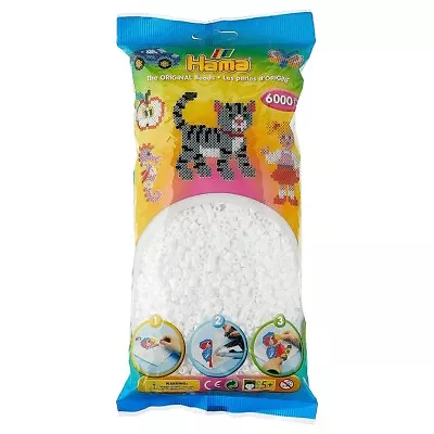 Hama White Midi Beads 6000 Pieces Kids Children Creative Fun Activity Age 5+ New • £11.99