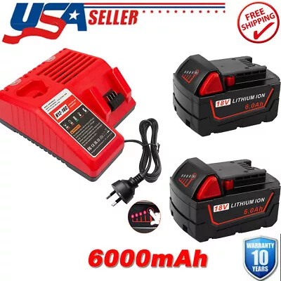 For Milwaukee 18V 6.0Ah Battery FAST Charger 48-11-1860 48-11-1850 48-11-1852  • $45.99