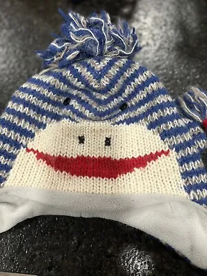 DeLux Brand Sock Monkey HAT ADULT Cap LINED Handmade- Button Eyes WOOL Blend • $14.99