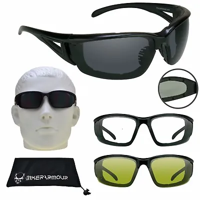 Motorcycle Wind Resistant Sunglasses Biker Foam Padded Day Night Riding Glasses • $27.94