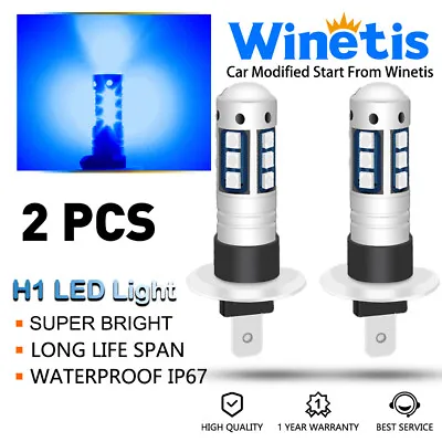 2x Bright Ultra Blue H1 15SMD 3030 LED Projector Lens Fog Lights Bulbs Driving • $14.66