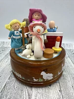 Vintage Schmid Wooden Music Box Mary Had A Little Lamb 1991 Mother Goose Humpty • $13