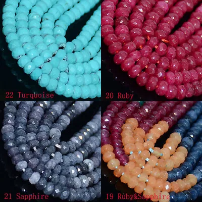 Faceted 2x4mm 4x6mm Multicolor Natural Roundlle Gemstone Loose Beads 15'' AAA • $2.66