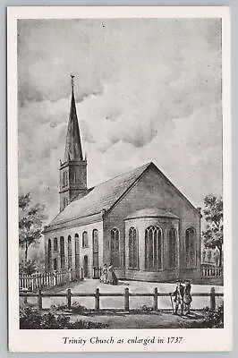 State View~Trinity Church @ Broadway New York City B&W Card~Vintage Postcard • $2.80