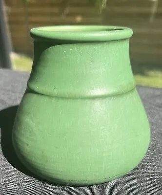 Hampshire Pottery Matte Green Hand Thrown Vase Great Form Arts Crafts • $300