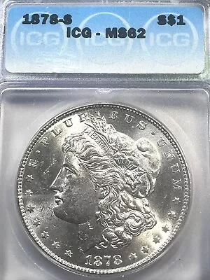 1878-S Morgan Silver Dollar $1  ICG MS62 • $89