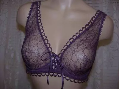 La Perla Noir Collection 34B U-Wire Triangle Bra Purple Sheer • $119.99