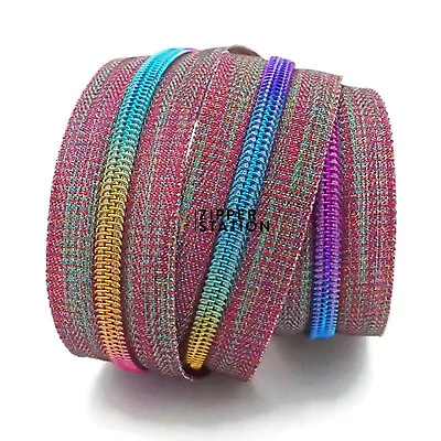 £3.10 • Buy Rainbow Teeth Continuous Zip Chain Multi Coloured  - No5 Nylon Coil With Slider