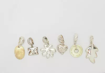 Vintage Sterling Silver Heart Leaf Flower Letter Set Of 6 Carolee Pendants  • $135