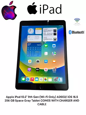 Apple IPad 10.2  9th Gen (Wi-Fi Only) A2602 IOS 17 256 GB Space Gray Tablet • $298.59