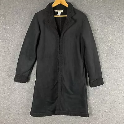 Millers Coat Womens Medium Black Sherpa Lining Overcoat Faux Suede Collar Ladies • $9.10