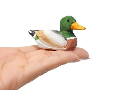 £8.18 • Buy Mallard Duck Drake Figurine Miniature Bird Statue Carve Decoy Decor Garden Male