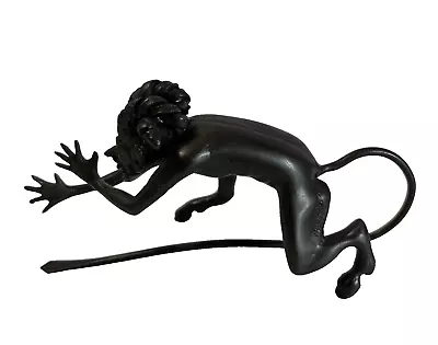 Vintage Figurine Kasli Devil Goat Ram Mephistopheles Demon Russian Cast Iron 6in • $67.99