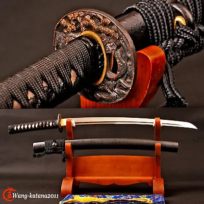 30''Real Hamon Wakizashi Clay Tempered T10 Steel Japanese Samurai Handmade Sword • $195