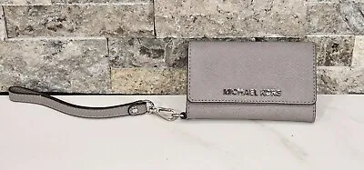 Michael Kors Pearl Grey Saffiano Leather IPhone5 Case Wristlet Wallet 32F4SELL2L • $19.99