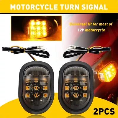 PAIR Smoke Flush Mount Motorcycle LED Turn Signals Light Blinker Amber Indicator • $11.99