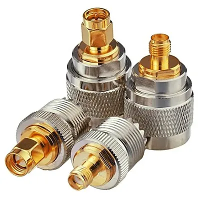4 Pc UHF Male PL259 & Female SO239 To SMA Male & Female RF Connector Adapter Kit • $12.49