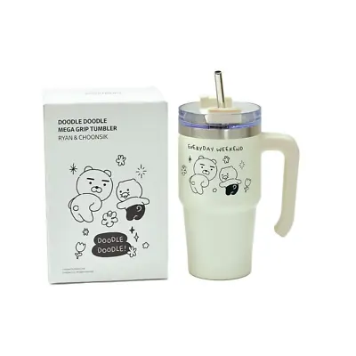 Kakao Friends Doodle Doodle Mega Grip Handle Tumbler Ryan & Chunsik 650ml • $35.99