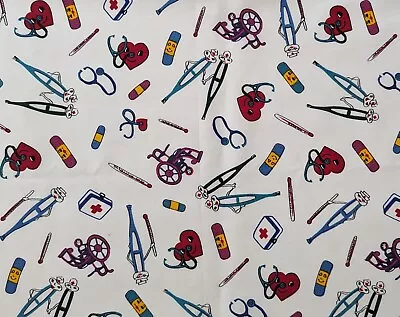 Medical Theme Fabric Doctor Nurse Springs Industries 1 Yard X 62 Inches • $9.99