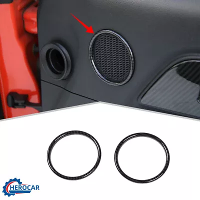 Carbon Fiber Interior Door Speaker Ring Trim Accessories For Ford Mustang ABS • $15.99