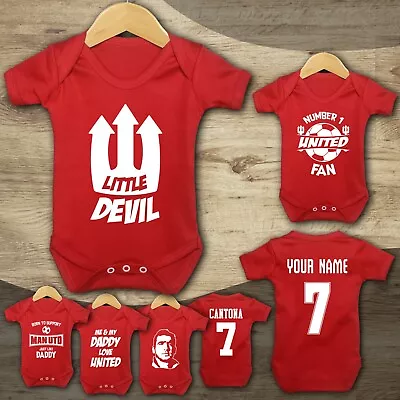 £9.99 • Buy Manchester Man Utd  Baby Vest Suit Grow Football - Personalised