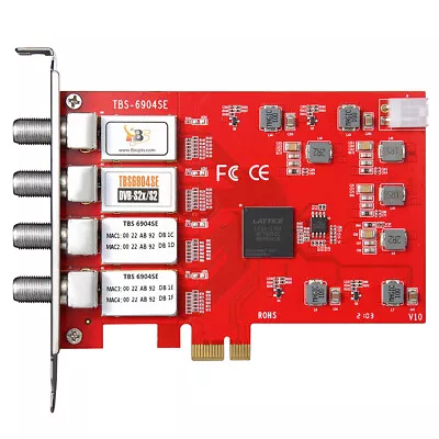 $199 • Buy TBS6904SE DVB S2X Quad Tuner PCIe Card Digital Satellite TV Tuner IPTV Streaming