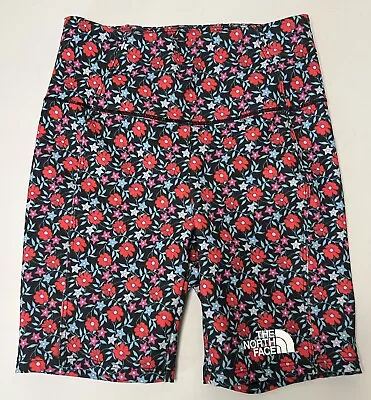 Girl's The North Face Flashdry Black Tight Fit Bike Shorts Floral Size Small 7/8 • $9.86