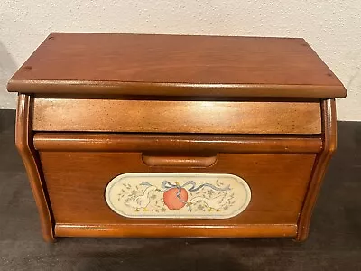 Vintage Wood Bread Box Geese Duck Apples MCM Cottage Farmhouse • $59.99