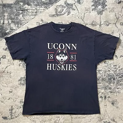 $12 • Buy Vintage UConn Huskies T Shirt Champion Men's XL Distressed Navy
