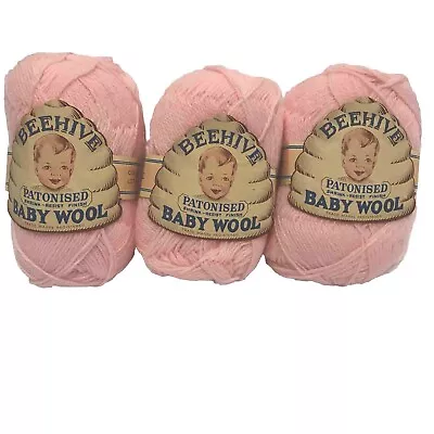 Lot Of 3 Patons Vintage Beehive Baby Wool Yarn 1 Oz Skeins Same Dye Lot Pink • $28.99