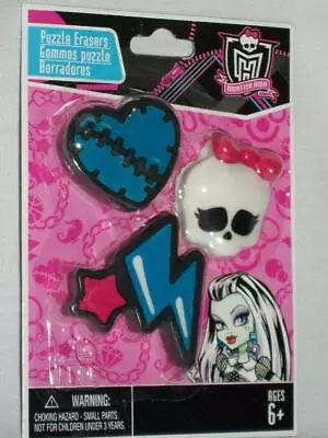 Monster High 3 Pack Puzzle Erasers Skullette Lightning Bolt Heart • $6.99